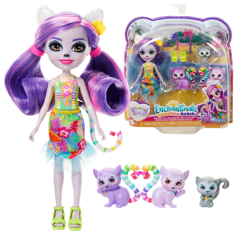 Enchantimals Rodzinna Lemurów Lalka Lorinda + 3 x Lemur HRX86 