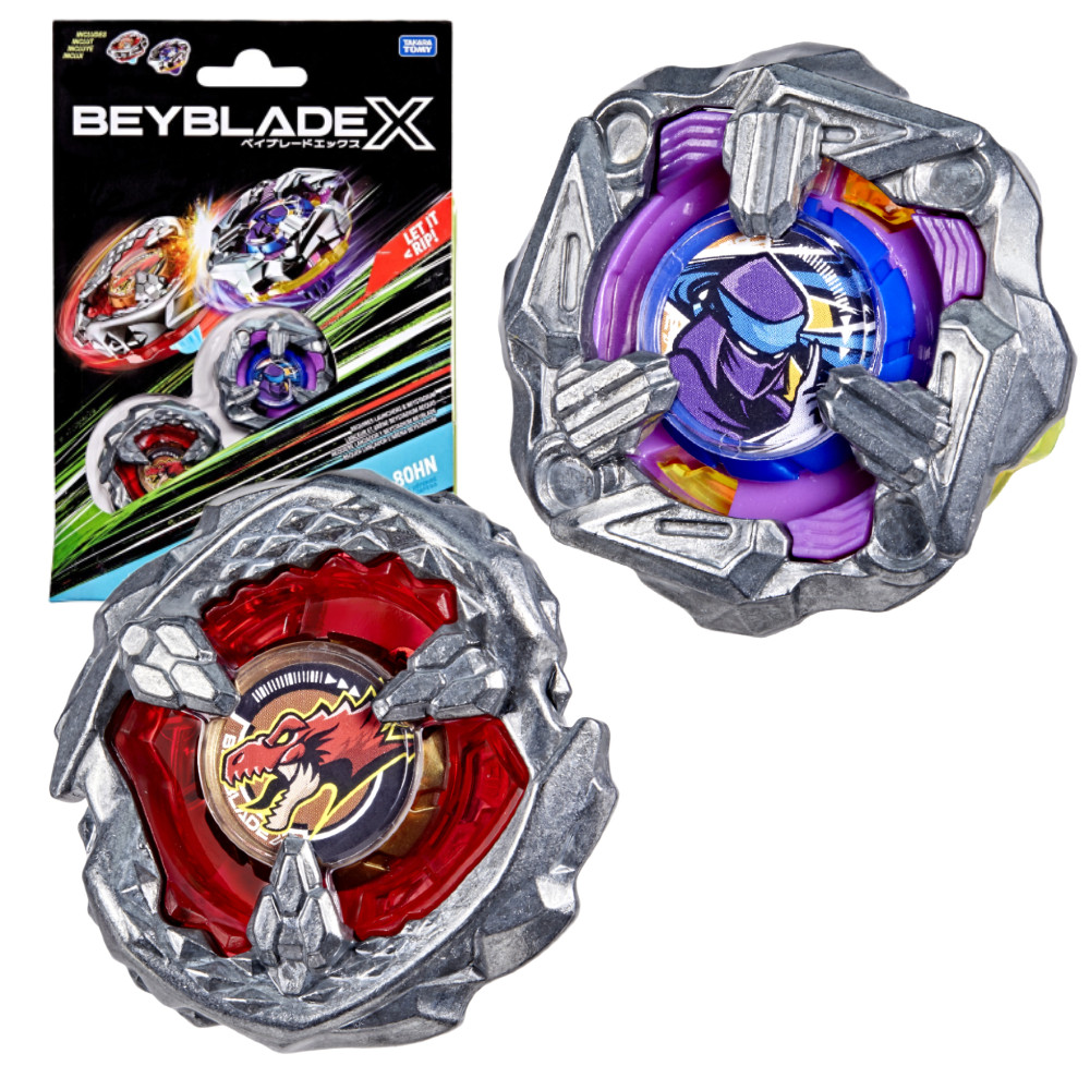 Beyblade X 2 Pak Beat Tyranno 4-70Q i Knife Shinobi 4-80HN Zestaw Uzupłeniający G1542